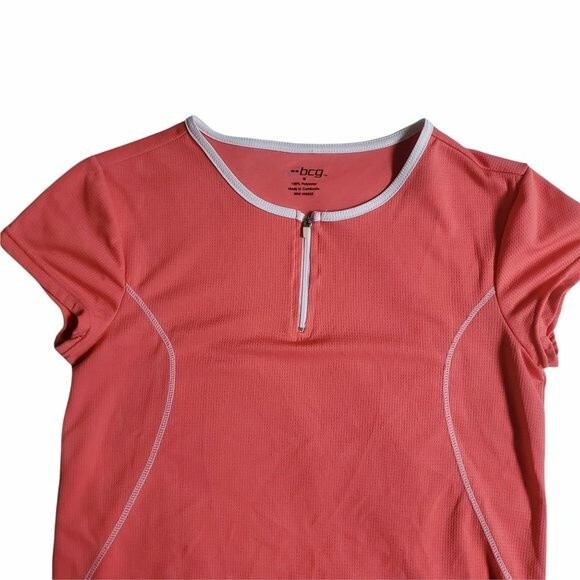 BCG Pink and White Short Sleeve Quarter Zip Athletic T Shirt sz M - Picture 3 of 11